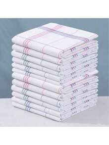 1/2/4/6/8/12条装超柔软厨房毛巾，超强吸水，格子条纹设计，红/蓝/黑三色可选，居家及餐饮业理想之选