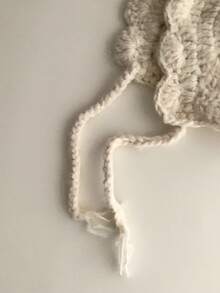 花卉图案马海毛秋冬新款保暖护耳帽，时尚灰色花卉流苏针织帽，舒适针织渔夫帽，百搭针织渔夫帽，保暖内衬针织帽，适合秋冬季节 - 小辮子花朵邊拉毛 - 查看 11