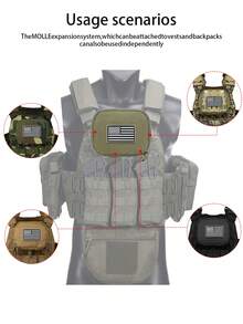 MOLLE Expandable Chest Bag With Hook And Loop, Can Be Attached To Vest Or Backpack, Smooth Zipper, Portable Travel Organizer Pouch For Phone, Keys, Outdoor Gear - Multicolor - View 6