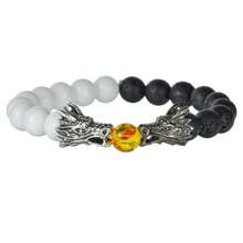 1件装 时尚霸气龙太极阴阳串珠手链 男女通用 绿松石弹力手链 - 彩色 - 查看 4