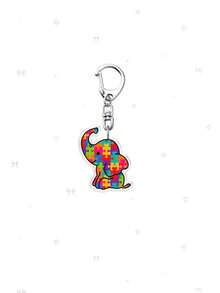 1pc Acrylic Autism Education Keychain With An Elephant And Heart Puzzle Pattern. It Can Be Hung On A Document Holder. This Autism Awareness Keychain Is Perfect For Teachers And Nurses. - Multicolor - View 15