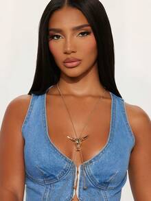 1 Bohemian Western Cowboy Style Alloy Bull Head Pendant Y-Shaped Round Ball Women's Long Necklace Sweater Chain Pendant Neck, - Bull's Head Y-shaped Chain - View 3