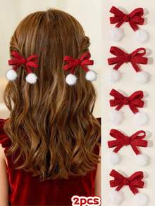 2 buc agrafe de păr elegante și drăguțe cu fundă vișinie pentru fete, potrivite pentru cadouri, asortate zilnic, festivaluri, petreceri