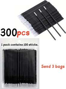 1000/500/100pcs Disposable Eyelash Brushes, Eyelash Extension Cleaning Brushes, Disposable Eyelash Applicator Wands, Soft Flocked Eyelash Care Cotton Swabs, Disposable Daily Cleaning Swabs, Suitable For Eyelash Extension, Eyelash Cleaning, Glue Residue Removal, Makeup Use, Mascara Removal And Eyebrow Grooming, Professional Eyelash Extension Cleaning Tools, Essential Makeup Tools For Home/Salon Use - Black - View 15