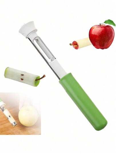 Stainless Steel Corer Green Retractable Fruit Peeler And Corer 2-In-1 Multi-Functional Peeler