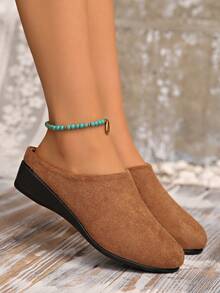 Women's Casual Versatile Commuting Simple Wedge Loafers - Brown - View 2