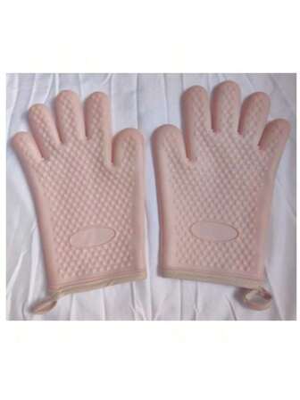 1 Pair Of Premium Silicone Oven Mitts - Double Layer, Non-Slip Grip, Hanging Loop, Microwave , Insulated Gloves For Kitchen, Cooking, Baking, Grilling, And More - Essential Kitchen Supplies And Gadgets