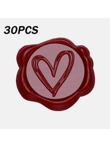 10/20/30 pièces Autocollants de cachet de cire autoadhésifs, motif en forme de cœur brun-rouge, en matière plastique, sans chauffage requis, véritable cachet de cire, idéal pour les invitations, les mariages, la Saint-Valentin et les décorations de la Fête des Mères - Rouge - Voir 8