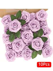 Sztuczne kwiaty 25 szt. Realistyczne pianki sztuczne róże z łodygami do samodzielnego wykonania bukietów ślubnych, centralnych elementów wieczoru panieńskiego, dekoracji stołów imprezowych (bez pudełka, zapakowane w torbę OPP)