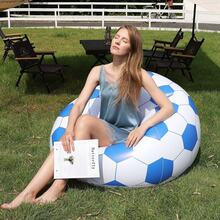 1pc Inflatable Football Sofa, Cross-Border Hot Selling Slouchy Sofa, In-Stock Inflatable Football Bean Bag Sofa Lounger, PVC Stool - Blue and White - View 7