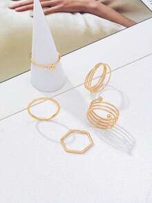 Set de 6 anillos surtidos, de uso diario y de moda para mujeres - Juego de anillos - Ver 4