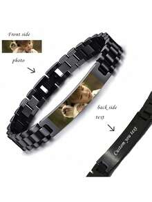 Personalized Men's Carved Eye Bracelet, Customized Eye Photo Bracelet, Laser Engraved Couple's Eye Photo Bracelet Jewelry, Gift For Boyfriend Eye Bracelet, 10mm/15mm Laser Engraved Couple's Watch Strap Bracelet - Color Customization - View 8