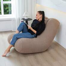 1件户外充气沙发，植绒慵懒躺椅，便携式露营充气椅，单人摇椅，适合户外休闲和露营 - 咖色 - 查看 6