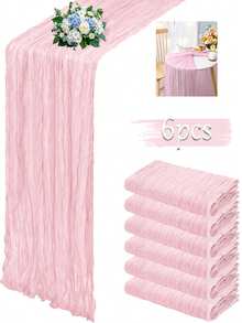 1/6 Tấm Khăn Trải Bàn Màu Hồng, Vải Mỏng, Kích Thước 90 X 300 Cm, 118 Inch (Khoảng 3 Mét), Khăn Trải Bàn Màu Hồng, Khăn Trải Bàn Trong Suốt Phong Cách Mộc Mộng Cho Đám Cưới, Tiệc Sinh Nhật, Tiệc Mừng Em Bé, Trang Trí Tiệc, Trang Trí Đám Cưới, Vải Trong Suốt, Khăn Trải Bàn Thanh Lịch, Vải Mỏng Mềm Mại, Khăn Trải Bàn Bền Chắc, Khăn Trải Bàn Bằng Vải, Dành Cho Người Tổ Chức Sự Kiện - Hồng - Xem 9