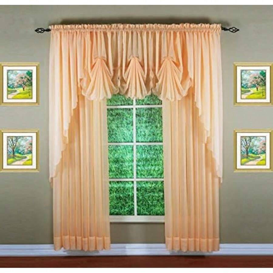 Today's Curtain Emelia Original Voile Swagger Pair 63", , 90" W x 63" L(152.4An x 213.4Al cm (1 Paneles) Melocotón) - Multicolor - Ver 1