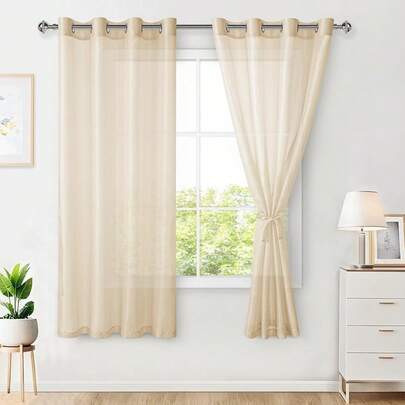 Hiasan Set Of 2 Sheer Voile Curtains Living Room With Eyelets Curtains Panel Curtains Transparent Airy Decorative Curtain For Bedroom 240 X 140 Cm (H X W) White