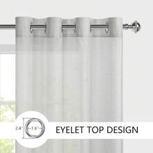 Hiasan Set Of 2 Sheer Voile Curtains Living Room With Eyelets Curtains Panel Curtains Transparent Airy Decorative Curtain For Bedroom 240 X 140 Cm (H X W) White - Grey - View 3