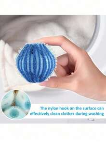4 piezas Removedor de pelusa de lavadora, Atrapador de pelo de mascota de nailon, Cepillo quitapelusas - Azul - Ver 3