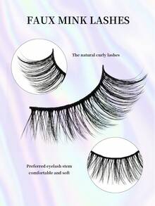 Pestañas postizas naturales e invisibles de tallo negro, 100% hechas a mano sin crueldad, esponjosas y difuminadas para un look de ojos ahumados de Oriente Medio para uso diario, para ojos sensibles - Caja de 10 pares - Negro - Ver 2