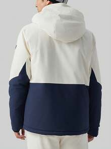 TECTOP 冬季防水户外运动多口袋拉链设计男式滑雪夹克，适合雪地条件滑雪服 - 白色 - 查看 2