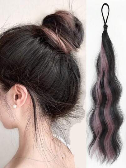 盘发工具，发髻发片波浪卷发圈合成彩色染色发绳马尾辫接发加厚盘发假发片女士