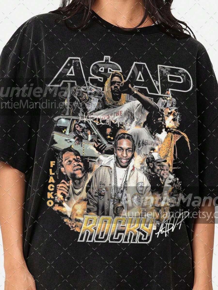 Vintage ASAP Rocky T-Shirt_ Retro Hip Hop Graphic Tee - màu đen - Xem 1