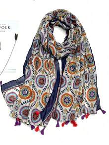 女士简约印花围巾，时尚围巾，新款春夏防晒沙滩披肩，女士披肩 - 彩色 - 查看 9