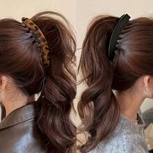[3pcs Hair Clips Set] 3pcs Set Large Hair Clips With Back Comb - Anti-Slip Vertical Banana Clips For Women's Ponytails, Volumizing Lift & Volume, Brown/Black/Gray Leopard Print (Brown, Black, Gray) - Heavy Duty Hair Clips For Braids, Buns, Updos - Ideal For Thick/Coarse Hair - Stylish & Functional Hair Accessories For Everyday Or Formal Events - 三件套 - 查看 3
