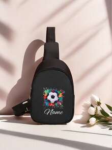 Custom Mini Chest Bag, Can Print Personalized Name Or Holiday Greetings. Create Your Own Exclusive Bag, Back To School Backpack, Crossbody Bag, Suitable For Daily School, Travel, Vacation And Other Occasions. Multi-Functional, Decorative, Letter Pattern, Fashionable, Soft, Modern, Colorful, Cute, Adorable, Casual, Customized, Personalized - Multicolor - View 13