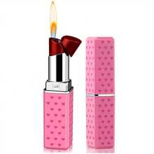 SCute Lipstick-Shaped Lighter - Refillable Soft Flame Butane Lighter With Adjustable Open Flame, Pink Heart Pattern & Ergonomic Grip - Compact & Portable Gift For Women, Girls (Birthday, Anniversary, Valentine'S Day) - No Batteries/Butane Included - Hồng - Xem 1