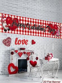1pc Happy Valentine's Day Banner, 200x40cm Polyester Valentine's Day Outdoor Hanging Banner, Sweet Heart Gift Box & Gnome Pattern Welcome Sign, Happy Valentine's Day Party Supplies, Outside Fence Garage Garden Porch Backdrop Home Decor Wall Room Decor - Multicolor - View 11