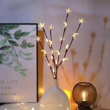 1pc 20 LED Branch Lights String With Moon & Star Pattern, Warm White, Battery Powered (Batteries Not Included), Suitable For Bedroom, Living Room And Indoor Decor - Star and Moon Tree Branch Lantern - View 5