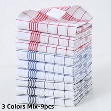 1/2/4/6/8/12条装超柔软厨房毛巾，超强吸水，格子条纹设计，红/蓝/黑三色可选，居家及餐饮业理想之选