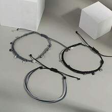 String Ankle Bracelets Waterproof Rope Anklets Braided Beach Boho Coin Anklets Cute Friendship Foot Jewelry For Women - Gray Disc - View 4