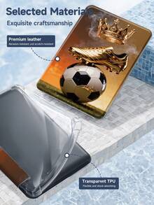 Soccer Football, Crown, Football Shoes IPad Case Compatible With IPad 10.2 Inch 2021/2020 IPad 9th/8th Generation,Compatible With Samsung Galaxy Tab A8 10.5 Inch 2022,With Pen Holder,Supports Automatic Sleep/Wake Lid,Fashion Protective Case - Multicolor - View 9