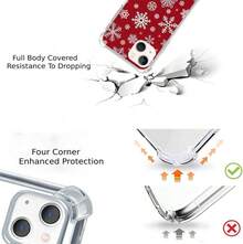 Funda de teléfono con patrón de copos de nieve de Navidad compatible con 13, funda roja de copo de nieve cayendo para chicas, mujeres y hombres, funda protectora de TPU para 13, funda de teléfono creativa de dibujos animados, a prueba de golpes y resistente a caídas, protección completa, adecuada para 17/17ProMax/iPhone16/16Plus/16Pro/16ProMax, iPhone15/15Plus/15Pro/15ProMax, iPhone14/14Plus/14Pro/14ProMax, iPhone13/13Pro/13ProMax, regalo perfecto para novia, novio, Día de San Valentín, Navidad - transparente - Ver 10