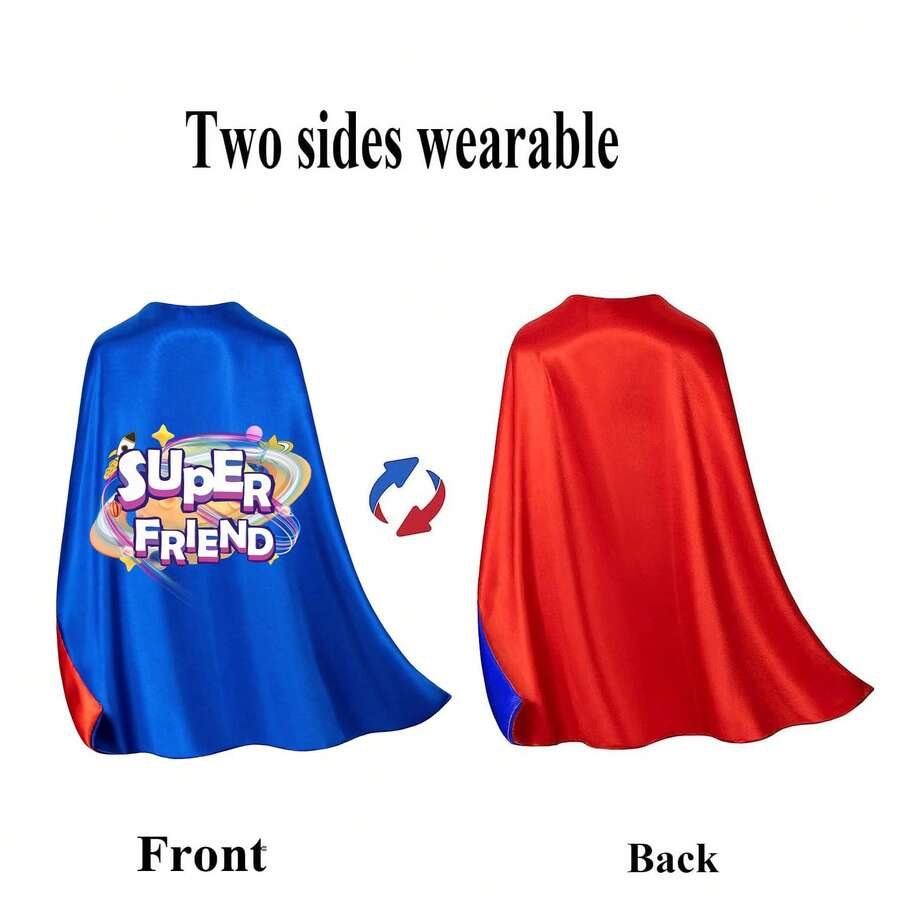 1 Set Unisex Super Friend Cape And Mask Costume, Superhero Toy Suitable For Boys Girls Halloween Christmas Party Gift