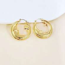 夸张的Y2K风格月亮星星镂空耳环，时尚耳环饰品 - 耳掛 - 查看 4