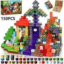 50-300块磁性积木，MC主题套装，包含动物和人物造型，STEM教育拼搭玩具，创意圣诞节/新年/万圣节礼物，适合男孩女孩 - 彩色 - 查看 16