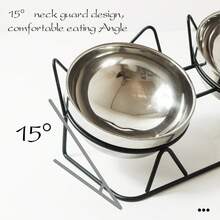 Support surélevé pour bol de chat, double couche en acier inoxydable et fer, mangeoire surélevée, anti-vomissement et protection de la colonne vertébrale, facile à nettoyer et stable, alimentation saine, anti-basculement, convient aux chats British Shorthair - 1L - Voir 2