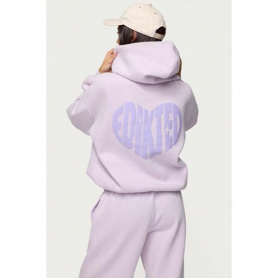 2025 New Pattern Hoodie Christmas Clothes,Women Winter Clothes,Major Love Edikted Hoodie - 杏色 - 查看 1