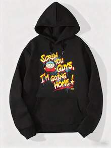 1pc Fashion Casual Graphic Oversized Hoodies Streetwear Pullover Hooded Sweatshirt Long Sleeve Pocket Winter Clothes Design For Men, Funny South Park Character Saying Goodbye Hoodie Fall Clothes, Humor Sweatshirt Pullover Gift For Men, Size S-3XL Black - 黑色 - 查看 7