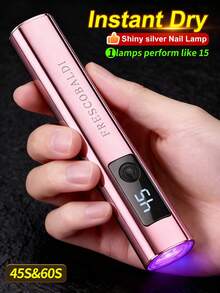 XEIJAYI 1pc Handheld Nail UV Light With Screen Display, Suitable For Gel Manicure, Mini Nail Lamp, Portable LED Nail Dryer, USB Nail Curing Machine, Quick Curing Nail & Foot Care Tool - Pink - View 5