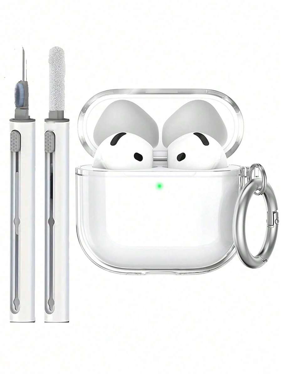 1 Bút vệ sinh + 1 Vỏ trong suốt phù hợp với tai nghe Bluetooth không dây Pro 3 thế hệ thứ 4 - trắng - Xem 1