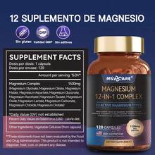 MVPCARE Complejo De Magnesio 1500mg 12 En 1 Suplemento De Magnesio Con Glicinato Citrato Malato Óxido Taurato Aspartato,relajación, Músculo, Apoyo Al Corazón, 120 Cápsulas - Dos botellas - Ver 9