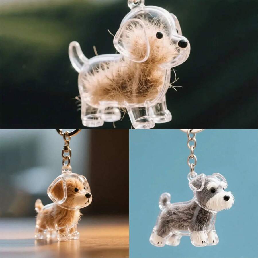 Cute Dog Hair Collection Keychain Pendant - Transparent Capsule Design With Plush Ball - White Pet Hair Collector Accessory - Suitable For Keys, Bags And Backpacks - Gift For Dog Lovers - Cartoon Style Soft Material - Dog Memorial Collectible