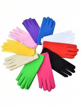 女士牛奶丝弹力短款轻薄透气手套，适合礼仪表演舞蹈，防风防水保暖内衬摩托车冬季骑行手套，男士触屏手套