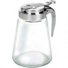 Glass Bottle Syrup Pitcher Honey Maple Syrup Dispenser Retracting Spout 12 Oz - 玻璃/鉻 - 查看 4