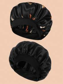 Women's Solid Color Wide Brim Elastic Polyester Satin Sleep Cap, Single Layer Soft Silk-Feel Hair Cap, Suitable For Curly Hair Night Care - Multicolor - View 11