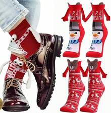 2 pares de Calcetines Divertidos de Navidad, Divertidos Calcetines Magnéticos de Navidad, Calcetine de Mano, Lindos Calcetine Magnéticos para manos, regalos de Navidad para mujeres y hombres - A - Ver 9